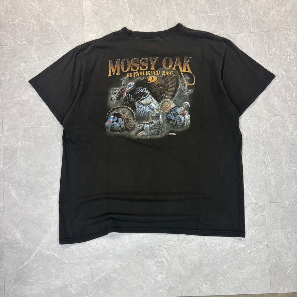 Mossy Oak Mens Turkey Hunting Graphic T-Shirt Black XL Short Sleeve Cotton 4361